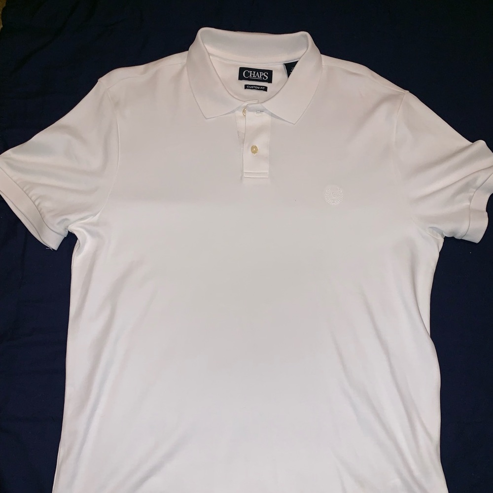 All white polo shirt